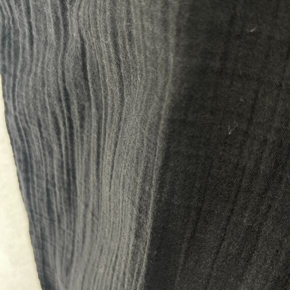 EILEEN FISHER Pants XL Organic Cotton Crinkle Gauze Tapered Pull On Black - Picture 7 of 16